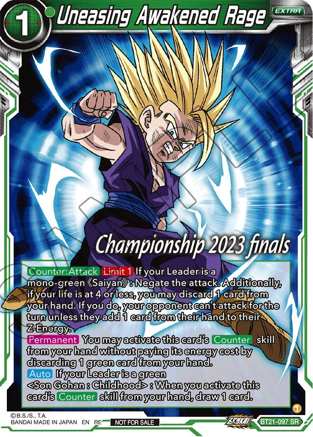 Uneasing Awakened Rage (2023 Championship Finals Celebration Pack) (BT21-097) [Tournament Promotion Cards]