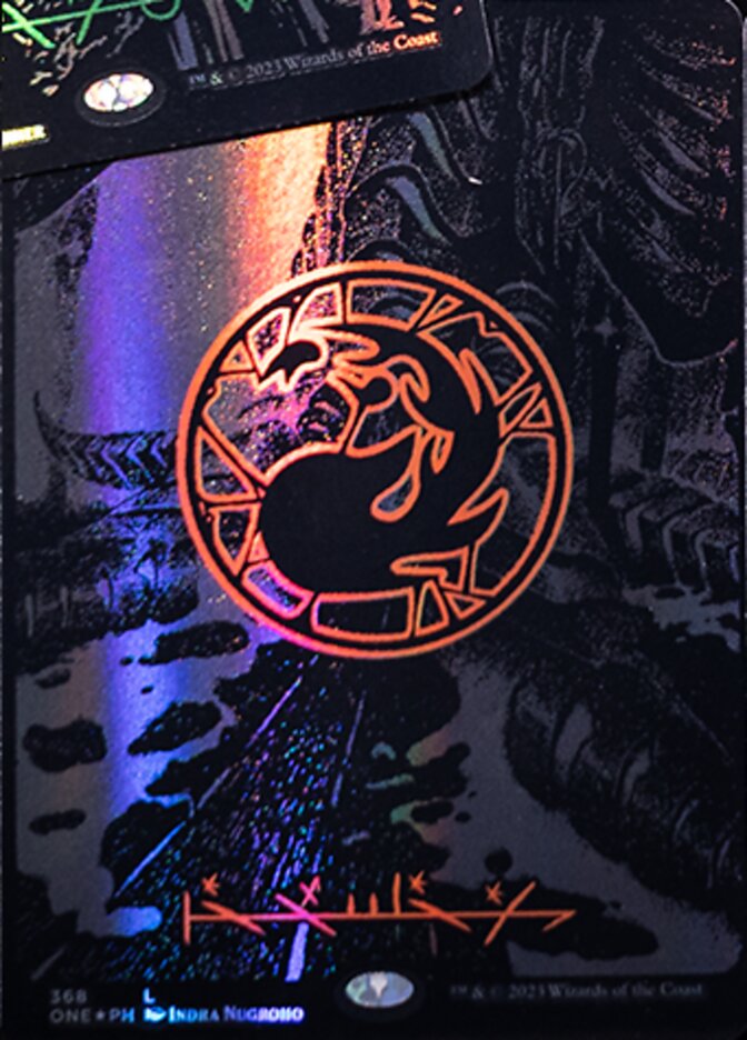 Mountain (368) (Oil Slick Raised Foil) [Phyrexia: All Will Be One]