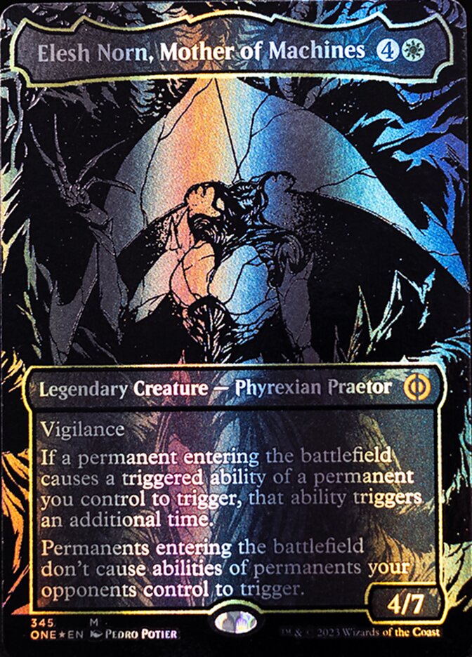 Elesh Norn, Mother of Machines (Oil Slick Raised Foil) [Phyrexia: All Will Be One]